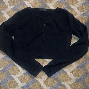 Brandy Melville Black Button-Up Knit Top